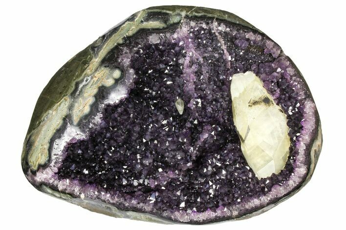 Amethyst Geode With Calcite Crystal - Top Quality #153600
